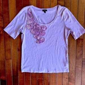 Talbots Purple Ruffled Short Sleeve T-Shirt Size Medium